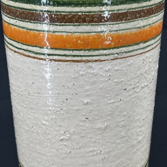 Rosenthal Netter Bitossi Striped Cylinder Pottery Vase MCM Italy Label - Picture 3 of 12